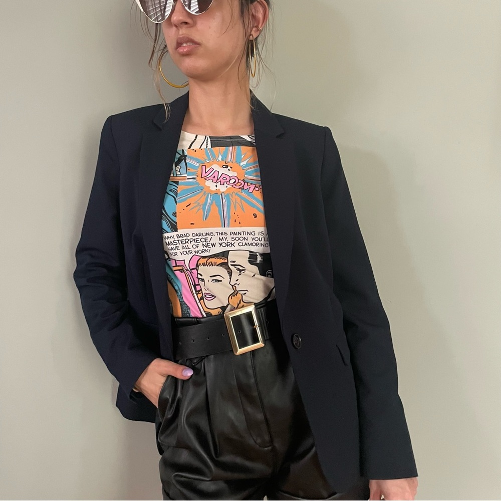 Solid Lapel Collar Single Button Blazer!